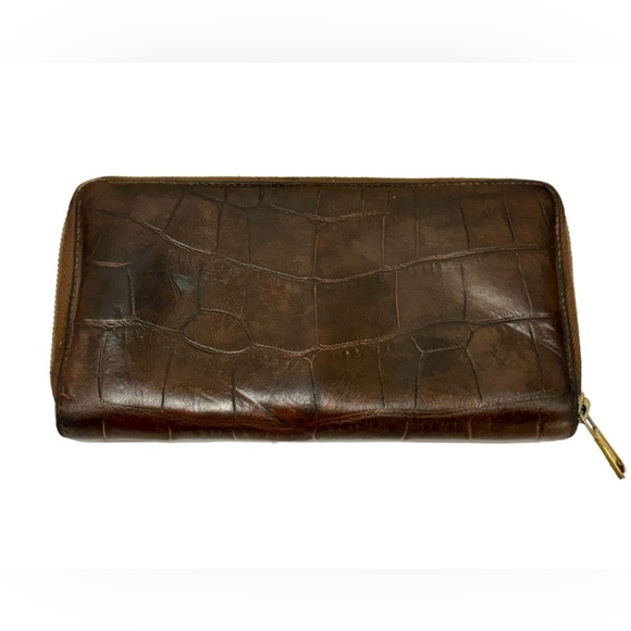 YSL Yves Saint Laurent Long Brown Zipper Wallet - Picture 2 of 4